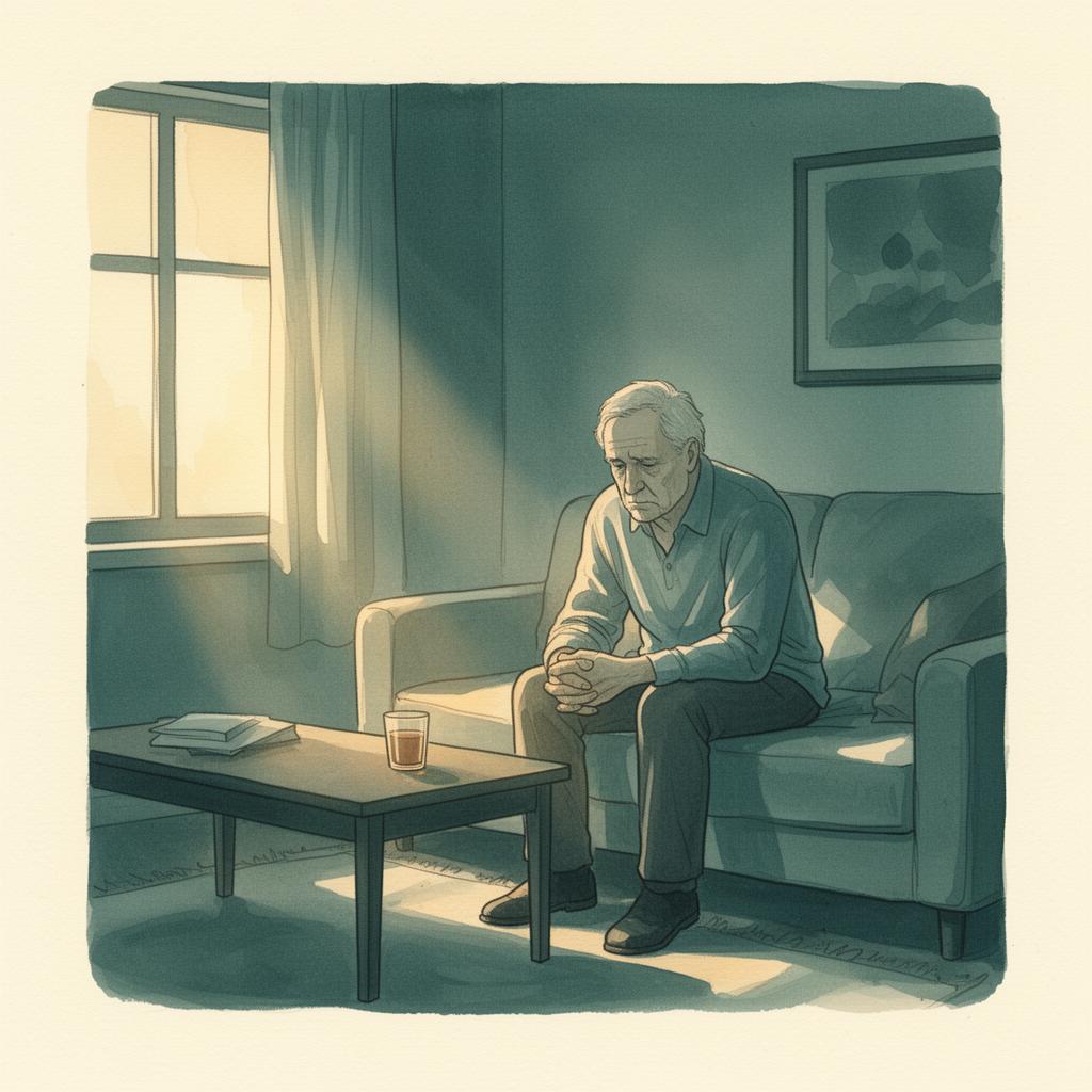 Older adult sitting contemplatively