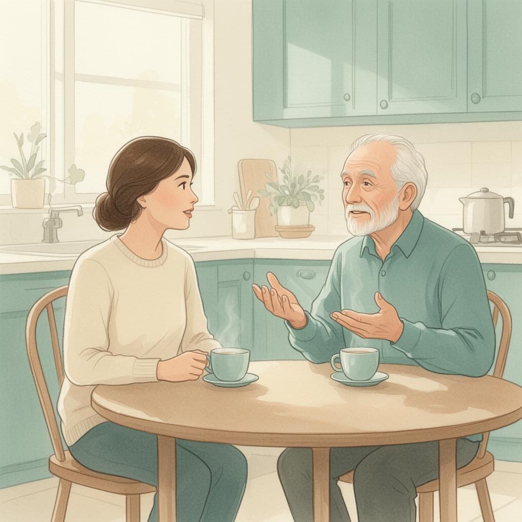 Daughter having caring conversation with her father